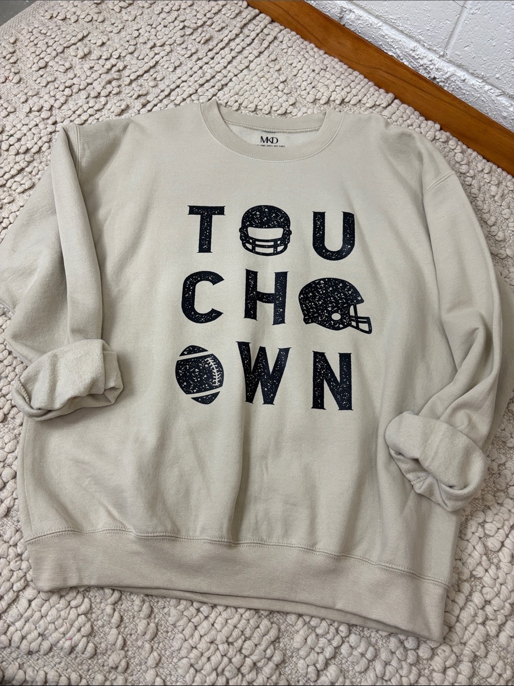 TOUCHDOWN Graphic Sweatshirt in Light Beige